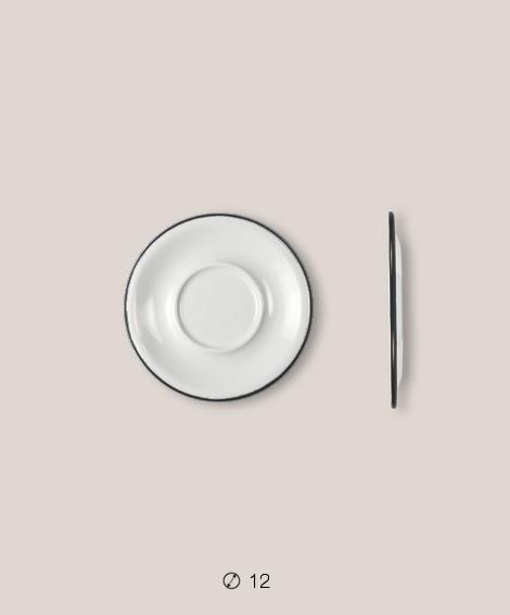 Πιάτο Ριχό Εμαγιέ 12 cms Λευκό/Μαύρο