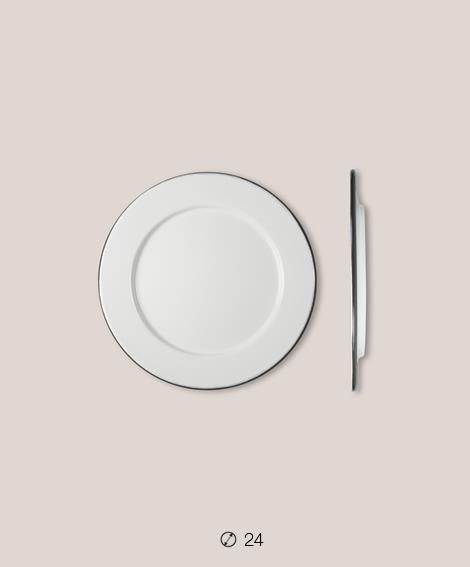 Πιάτο Ριχό Εμαγιέ 24 cms Λευκό/Μαύρο