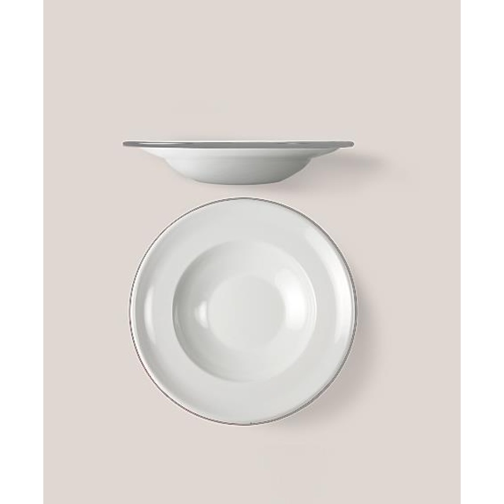 Πιάτο Σούπας Εμαγιέ 27 cms Λευκό/Γκρι