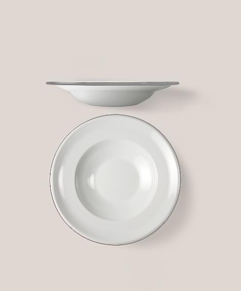 Πιάτο Σούπας Εμαγιέ 27 cms Λευκό/Γκρι