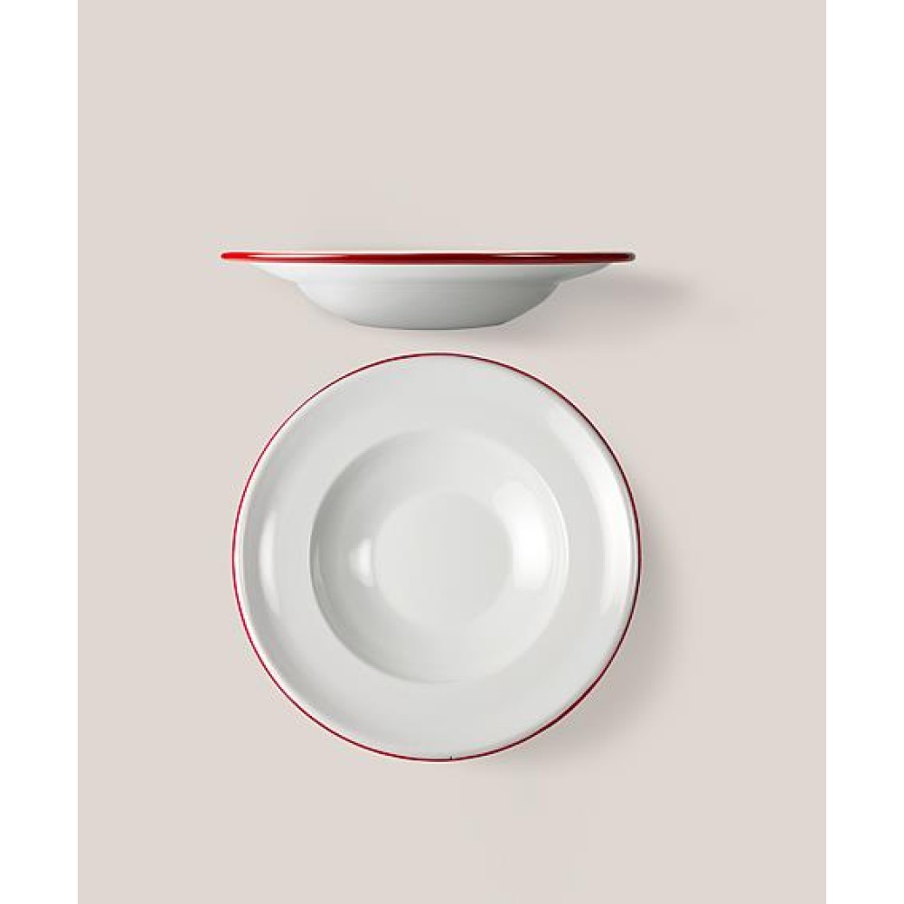 Πιάτο Σούπας Εμαγιέ 27 cms Λευκό/Κόκκινο