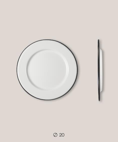 Πιάτο Ριχό Εμαγιέ 20 cms Λευκό/Μαύρο