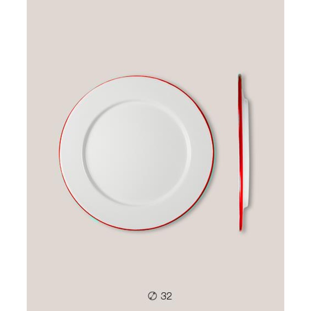 Πιάτο Ριχό Εμαγιέ 32 cms Λευκό/Κόκκινο