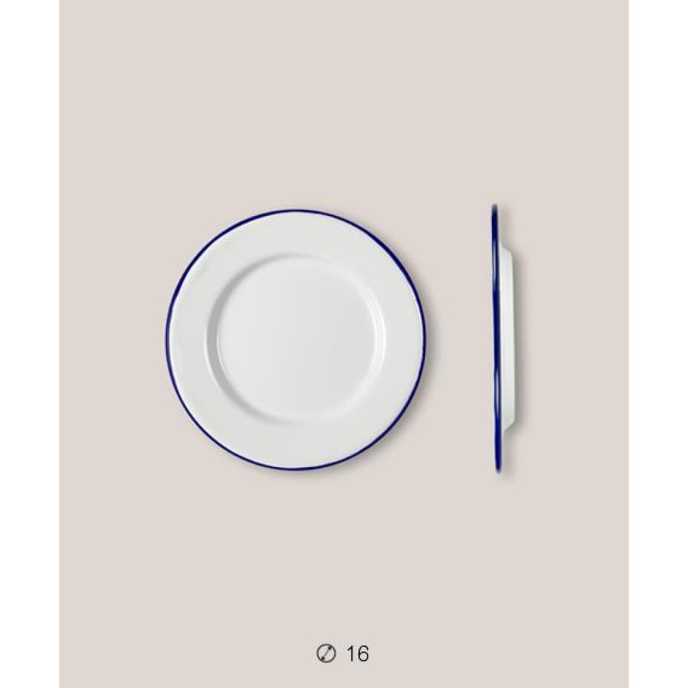 Πιάτο Ριχό Εμαγιέ 16 cms Λευκό/Μπλε