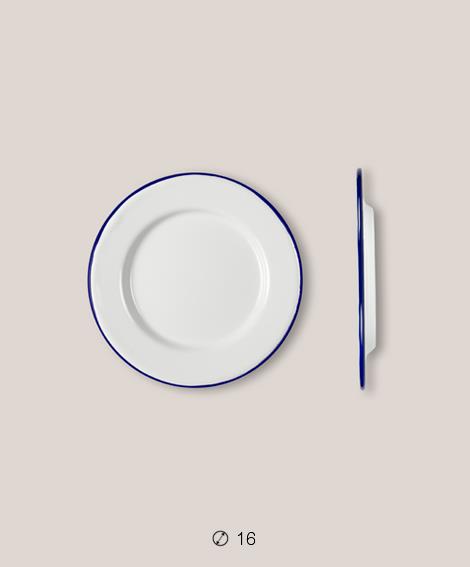 Πιάτο Ριχό Εμαγιέ 16 cms Λευκό/Μπλε