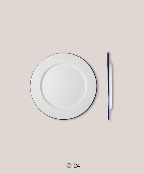 Πιάτο Ριχό Εμαγιέ 24 cms Λευκό/Μπλε