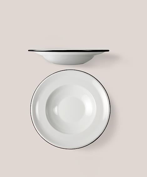 Πιάτο Σούπας Εμαγιέ 27 cms Λευκό/Μαύρο