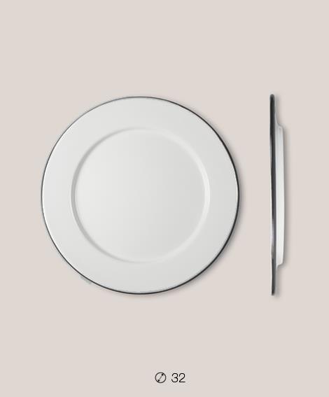 Πιάτο Ριχό Εμαγιέ 32 cms Λευκό/Μαύρο