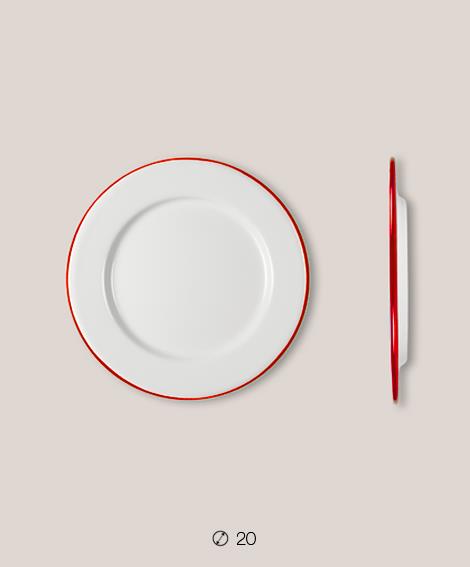 Πιάτο Ριχό Εμαγιέ 20 cms Λευκό/Κόκκινο