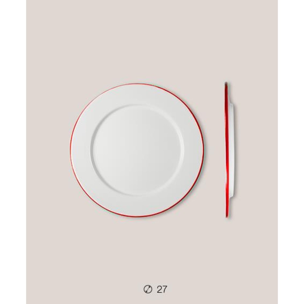 Πιάτο Ριχό Εμαγιέ 27 cms Λευκό/Κόκκινο