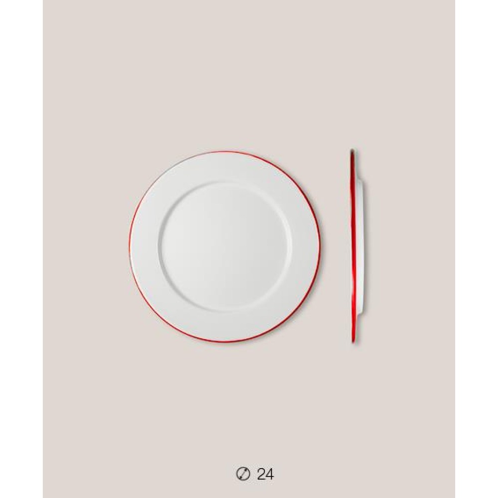 Πιάτο Ριχό Εμαγιέ 24 cms Λευκό/Κόκκινο