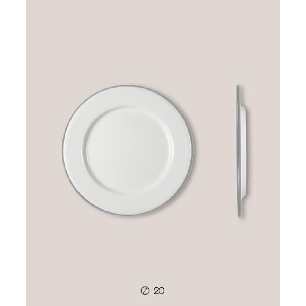 Πιάτο Ριχό Εμαγιέ 20 cms Λευκό/Γκρι
