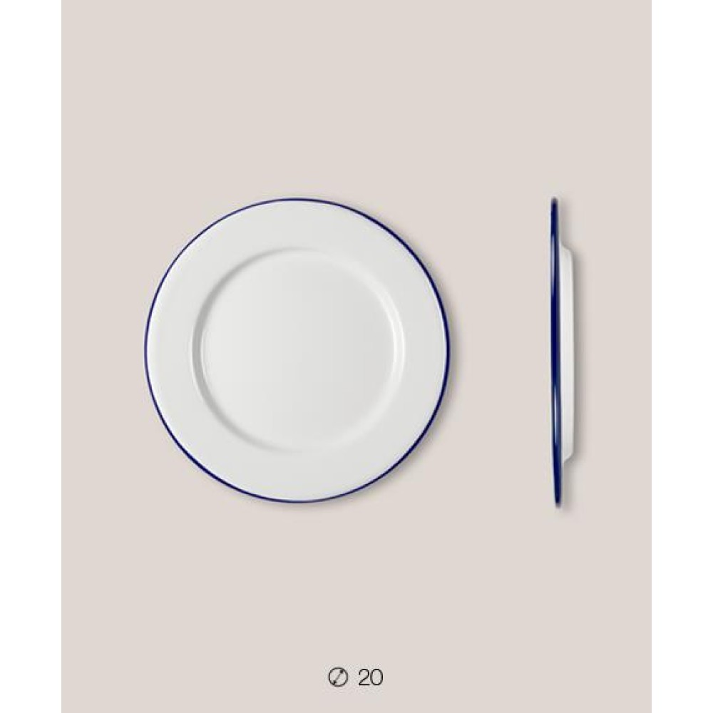 Πιάτο Ριχό Εμαγιέ 20 cms Λευκό/Μπλε