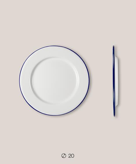 Πιάτο Ριχό Εμαγιέ 20 cms Λευκό/Μπλε