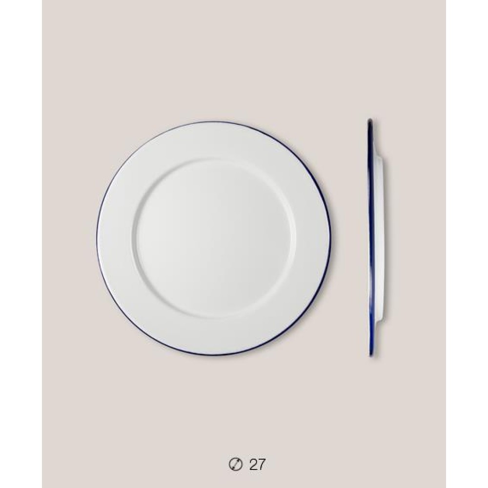 Πιάτο Ριχό Εμαγιέ 27 cms Λευκό/Μπλε