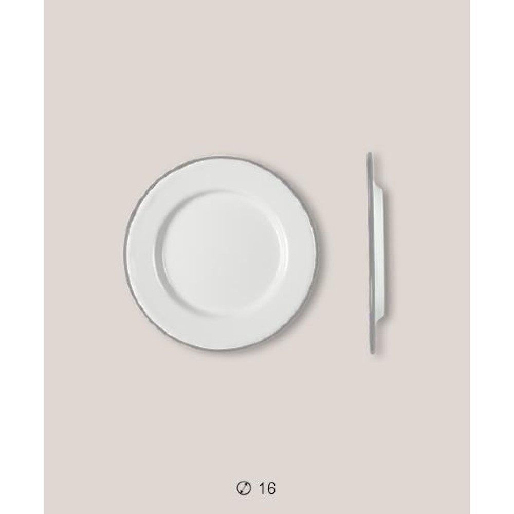 Πιάτο Ριχό Εμαγιέ 16 cms Λευκό/Γκρι
