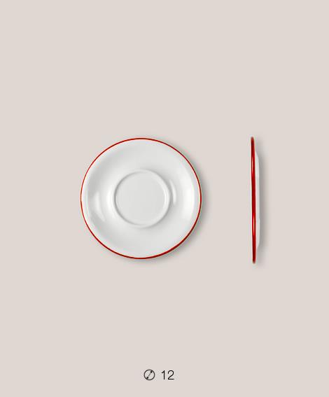 Πιάτο Ριχό Εμαγιέ 12 cms Λευκό/Κόκκινο
