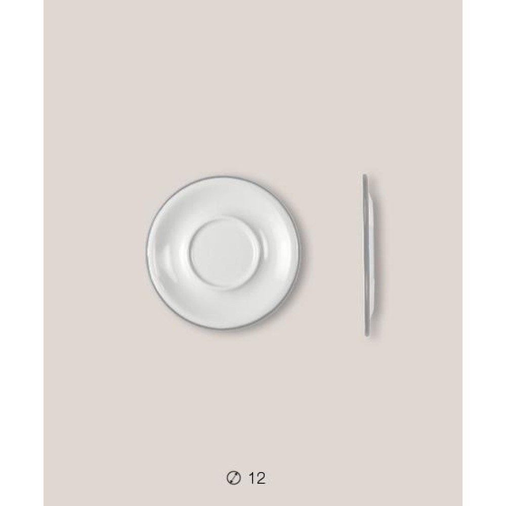 Πιάτο Ριχό Εμαγιέ 12 cms Λευκό/Γκρι