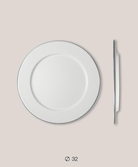 Πιάτο Ριχό Εμαγιέ 32 cms Λευκό/Γκρι